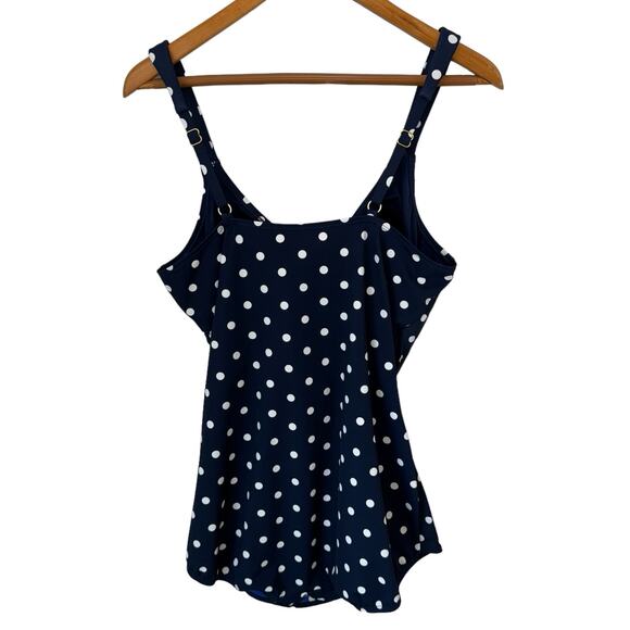 LANDS' END Polka Dot Slimming One-Piece Swimsuit Size 16L Modest Feminine - Picture 3 of 11